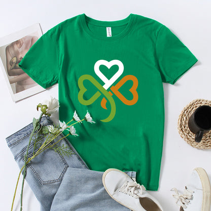 St Patrick's Day Clover Printed Loose Pullovers For Men And Women