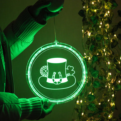 St Patrick's Day Decoration LED Green Hat Clover 3D Color Lamp