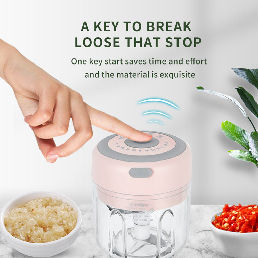 Mini Electric Garlic Chopper | USB Charging Ginger Masher Machine Sturdy Durable Chili Vegetable Crusher Kitchen Tool