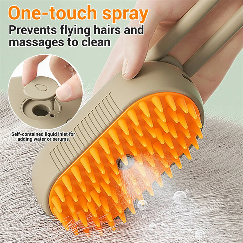 Pet Steam Brush With Electric Spray | For Massage & Grooming