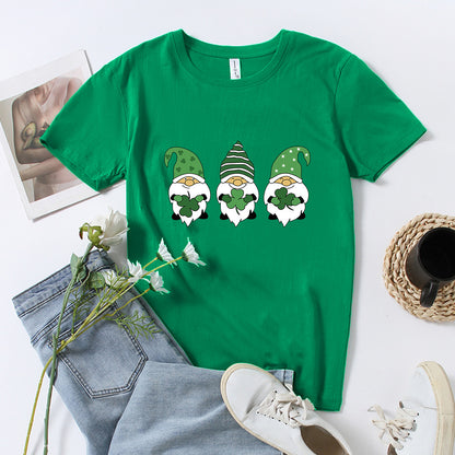 St Patrick's Day Clover Printed Loose Pullovers For Men And Women