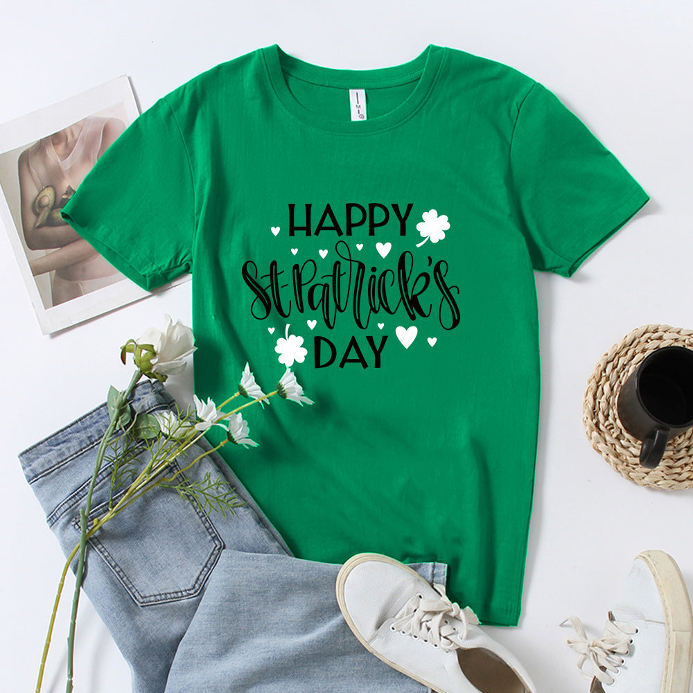 St Patrick's Day Clover Printed Loose Pullovers For Men And Women