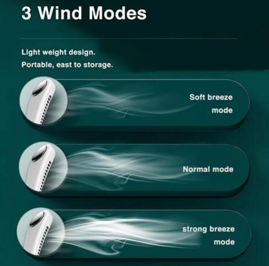 Portable Rechargeable Neck Fan