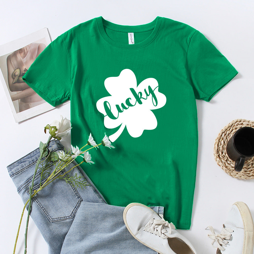 St Patrick's Day Clover Printed Loose Pullovers For Men And Women