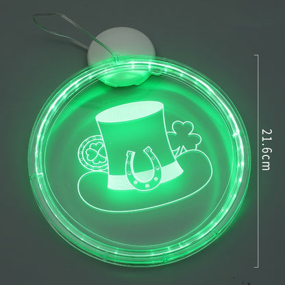 St Patrick's Day Decoration LED Green Hat Clover 3D Color Lamp